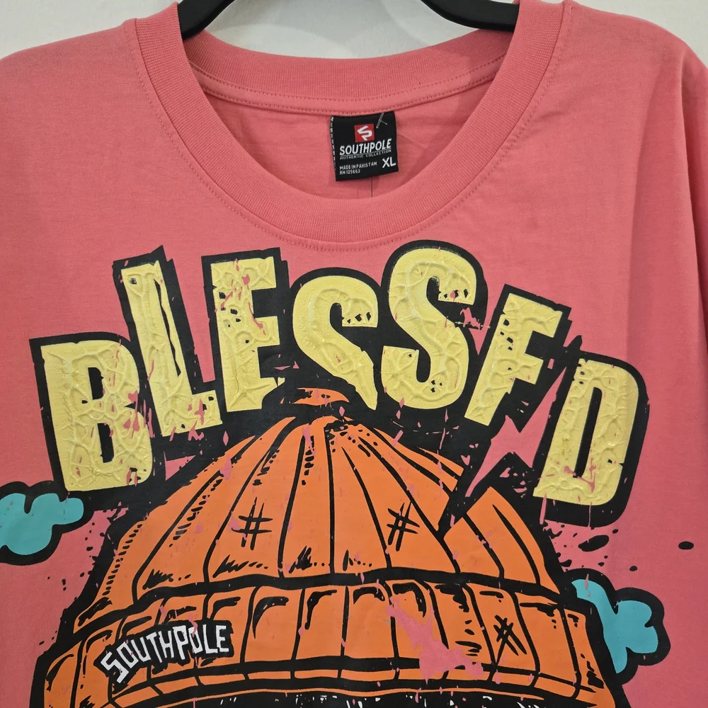 Y2K South Pole Men's XL Short Sleeve T-Shirt Graphic Blessed Coral Crew Neck NWT - Picture 4 of 11